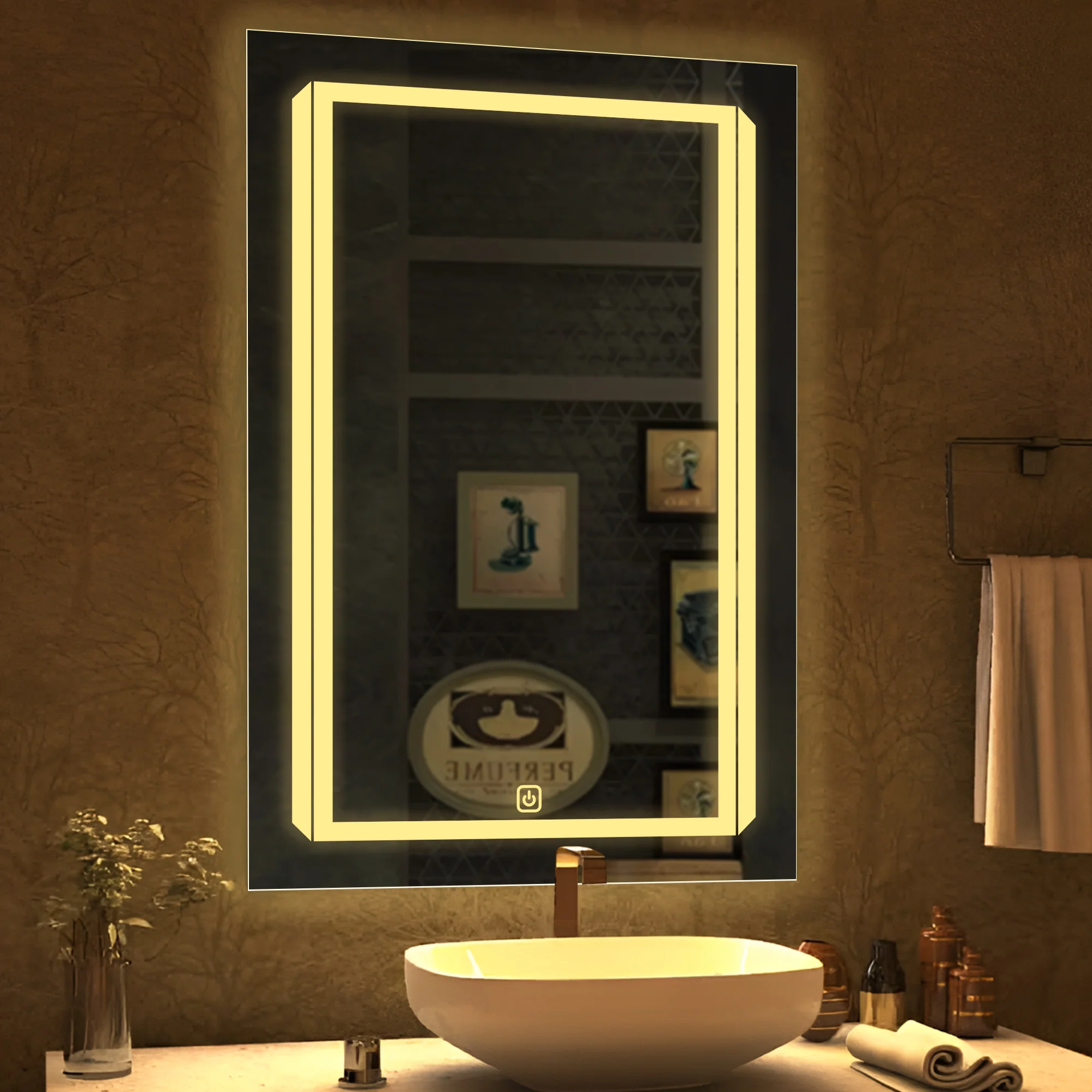 Premium Rectangular Line Shaped LED Bathroom Wall Mirror - Image 3