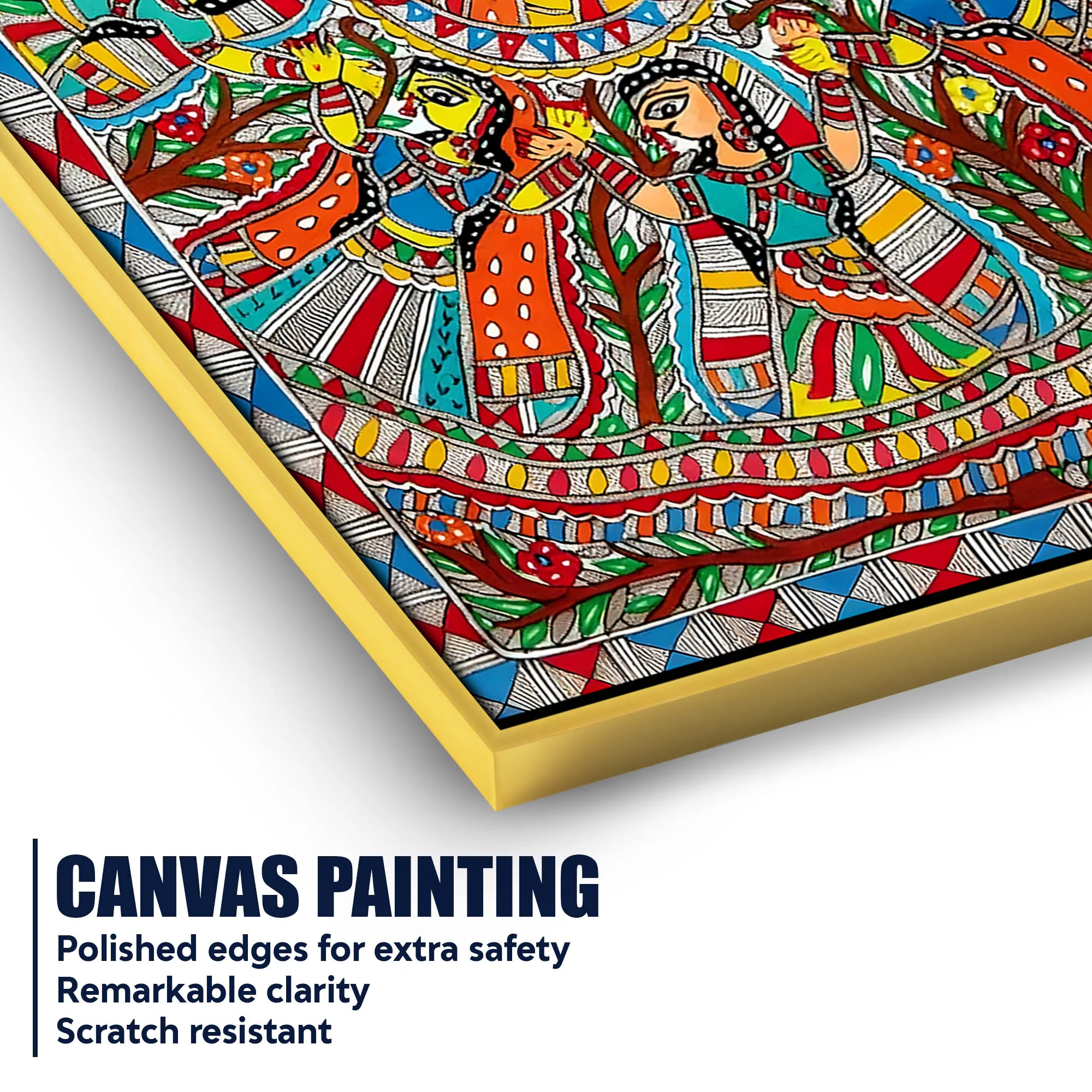 Premium Religious Cultural Madhubani Style Canvas Painting - Image 4