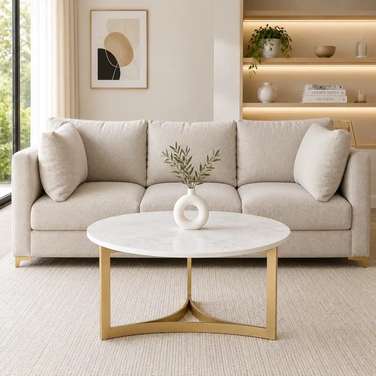 Premium Round Marble Center Table with Stylish Structure - Image 3