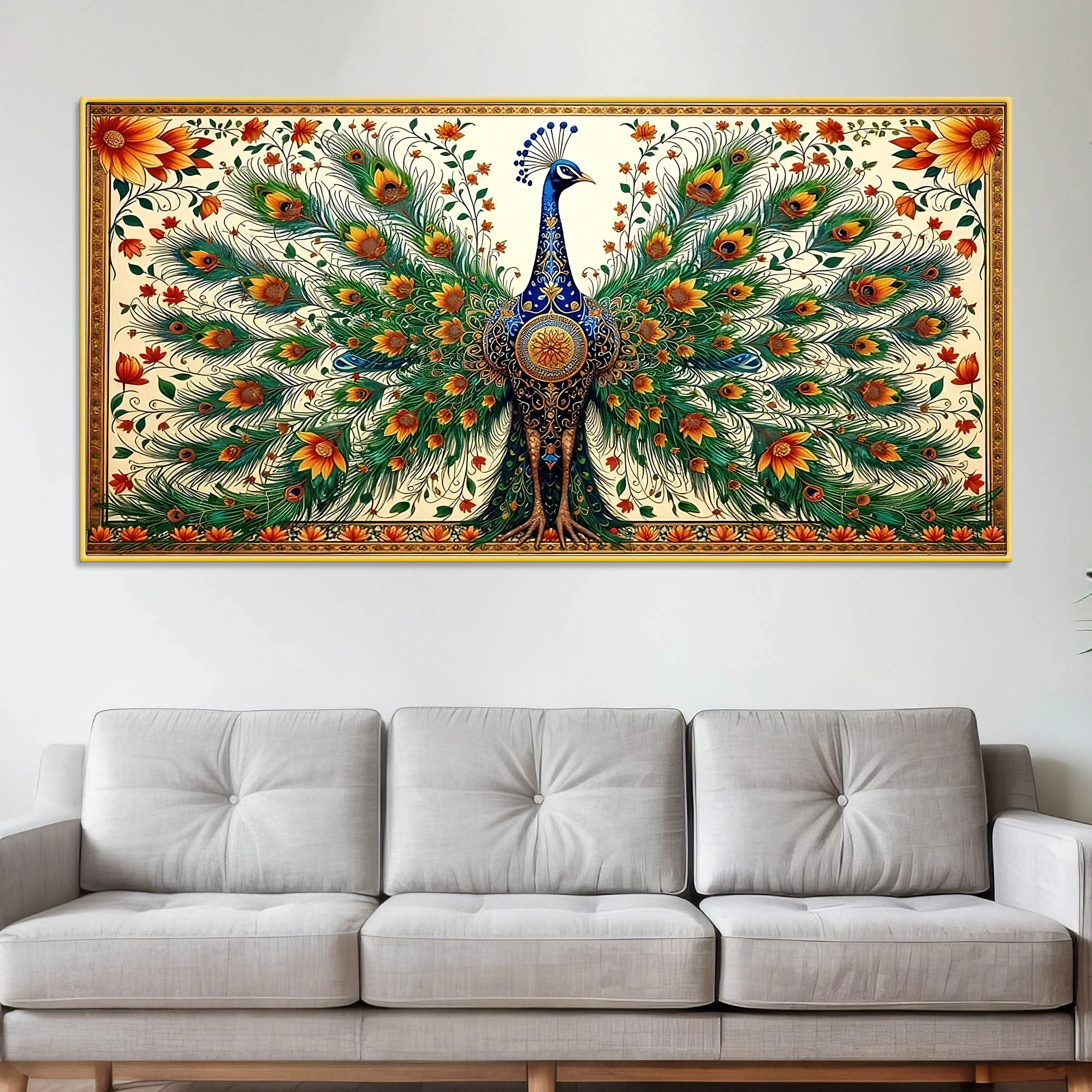 Premium Royal Peacock Decor Canvas Wall Art Painting - Image 2