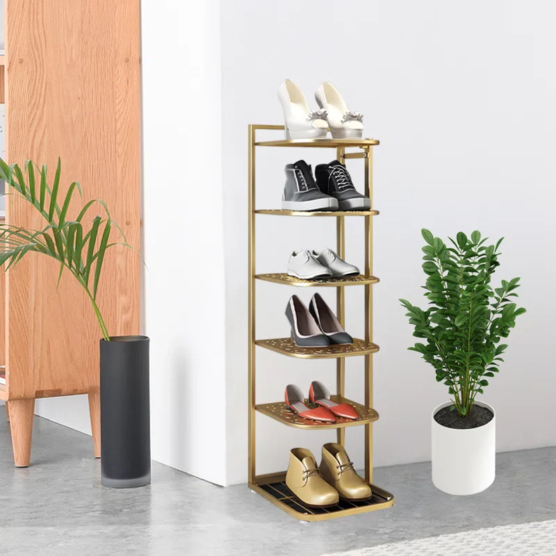 Premium Shoe Display Stand with Sturdy Golden Metal Frame - Image 2