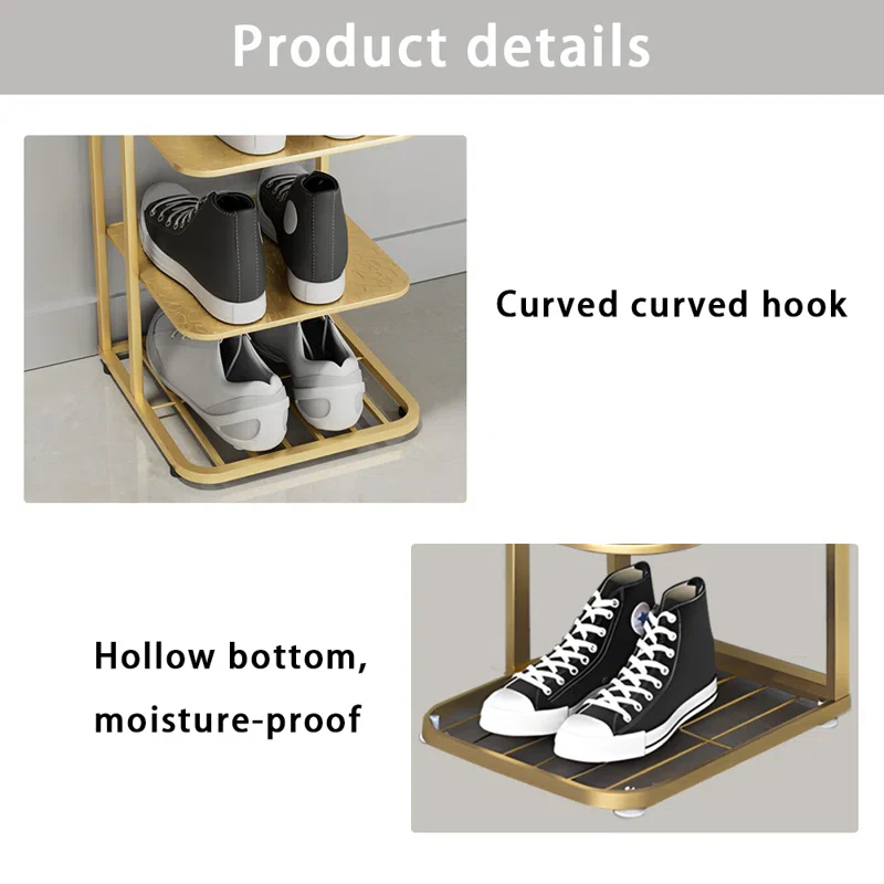 Premium Shoe Display Stand with Sturdy Golden Metal Frame - Image 3