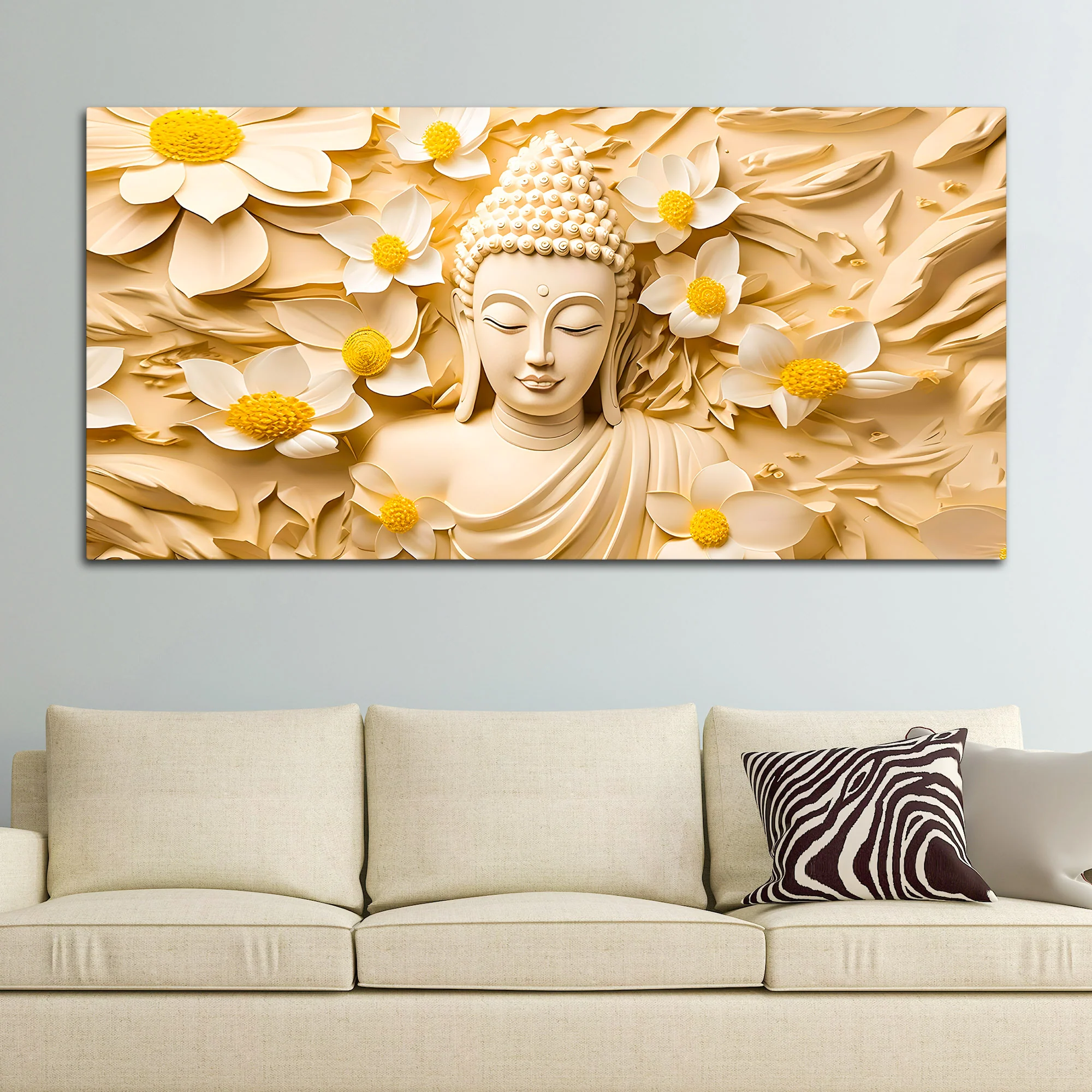 Premium Spiritual Décor Gautam Buddha Canvas Wall Painting - Image 3