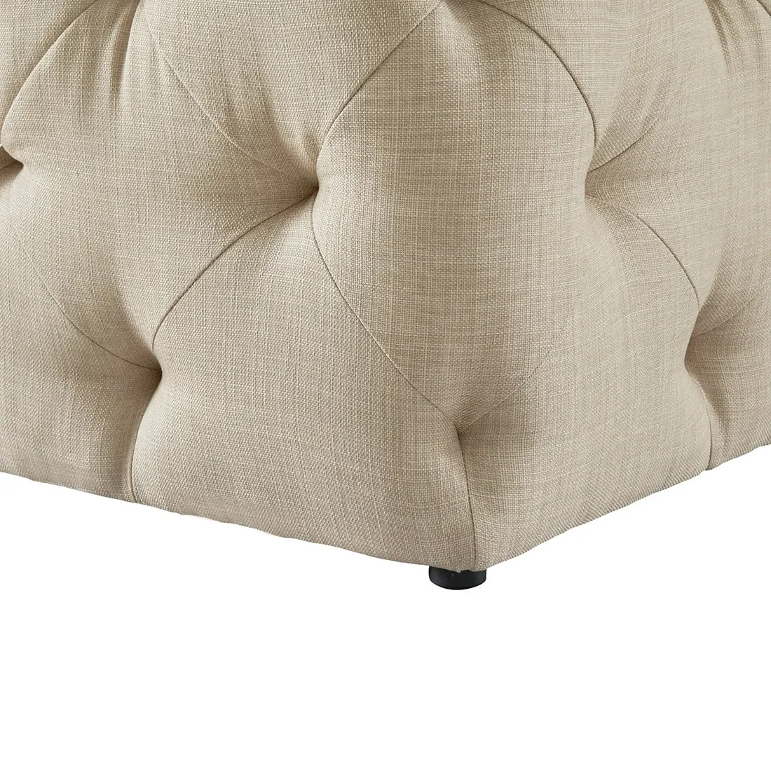 Premium Square Shaped Beige Color Velvet Tufted Solid Puffy Ottoman - Image 6