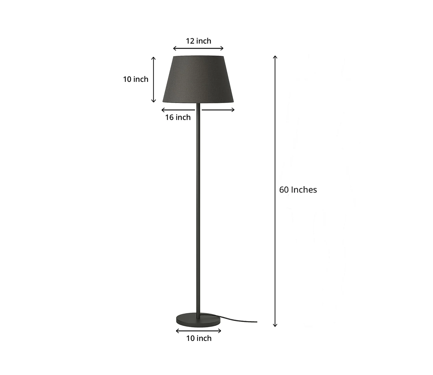 Premium Standing Modern Black Floor Lamp with Black Metal Shade - Image 4