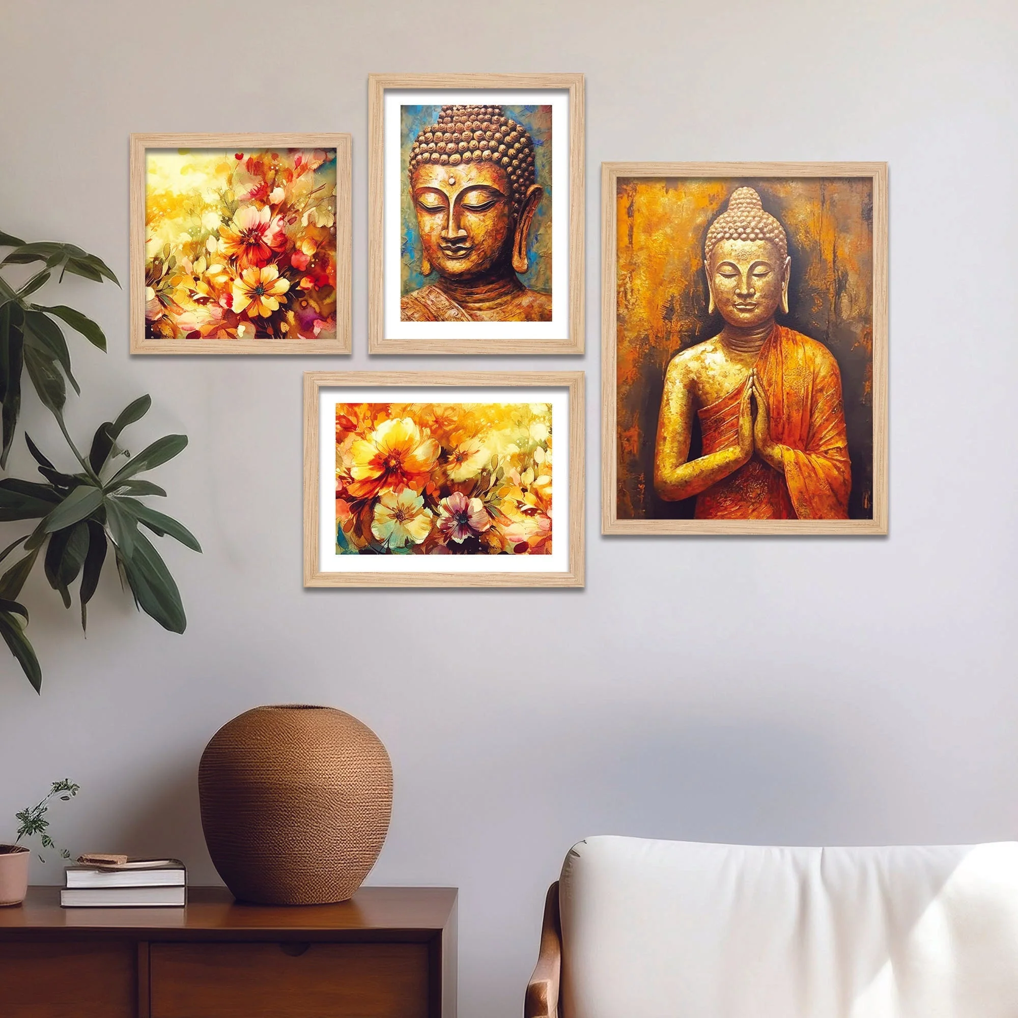 Premium Wall Frame Painting of Spiritual God Buddha Set of Four - Image 3