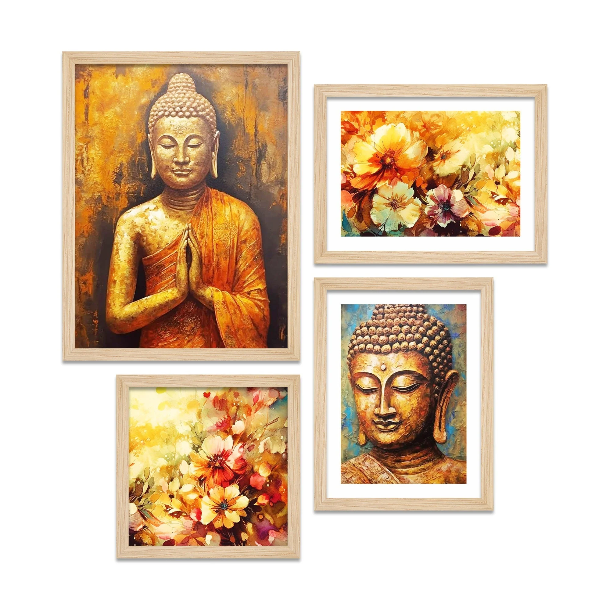 Premium Wall Frame Painting of Spiritual God Buddha Set of Four - Image 4