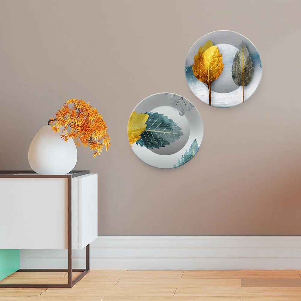 Premium Wall Hanging Plates of Beautiful leaves Set of Two - Image 3
