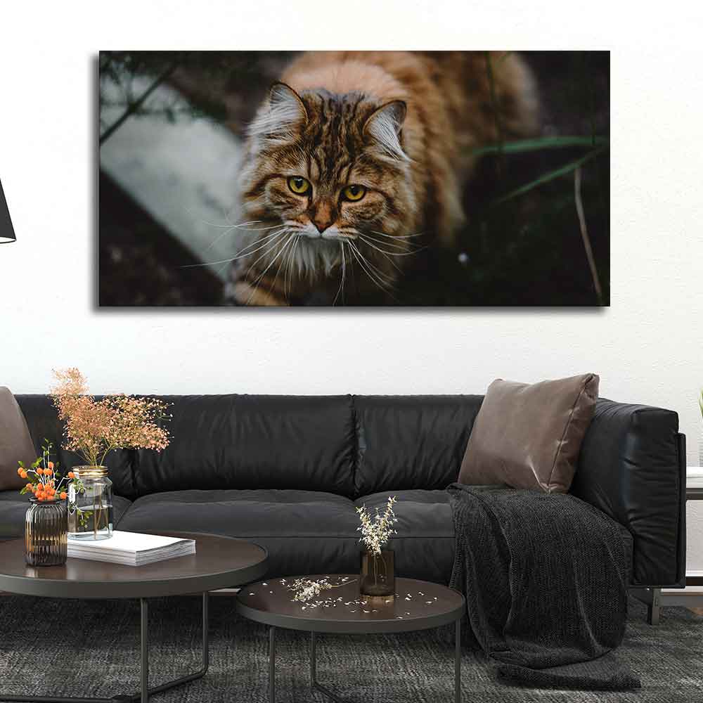 Premium Wall Painting of Cat Walking in Dark Forest - Image 2