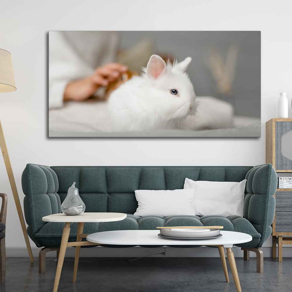 Premium Wall Painting of Cute White Bunny - Image 2
