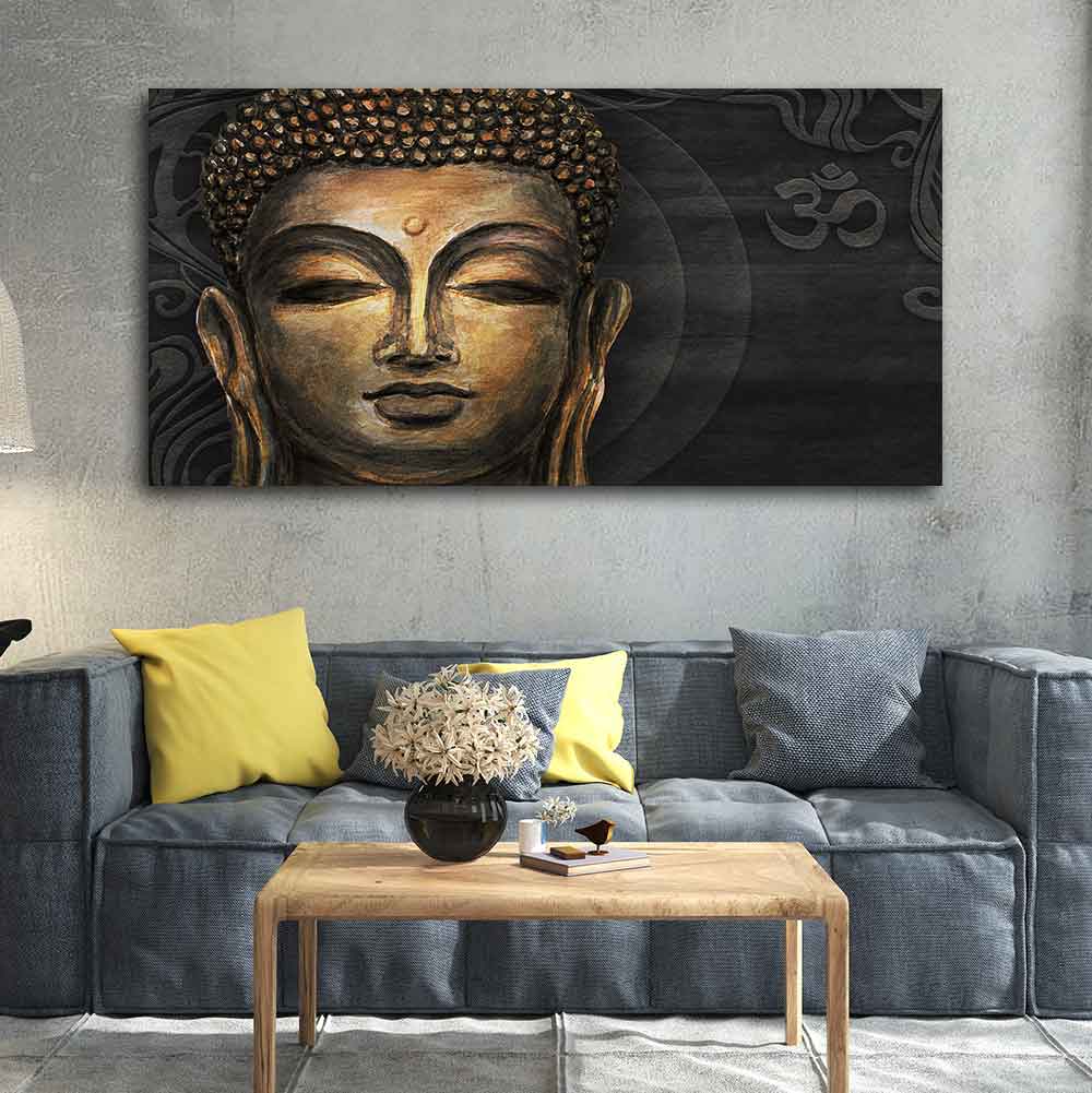 Premium Wall Painting of Gautam Buddha, Stylized Bodhi tree with OM - Image 3