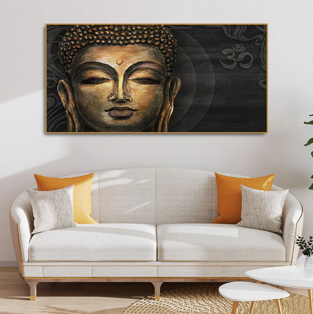 Premium Wall Painting of Gautam Buddha, Stylized Bodhi tree with OM - Image 4