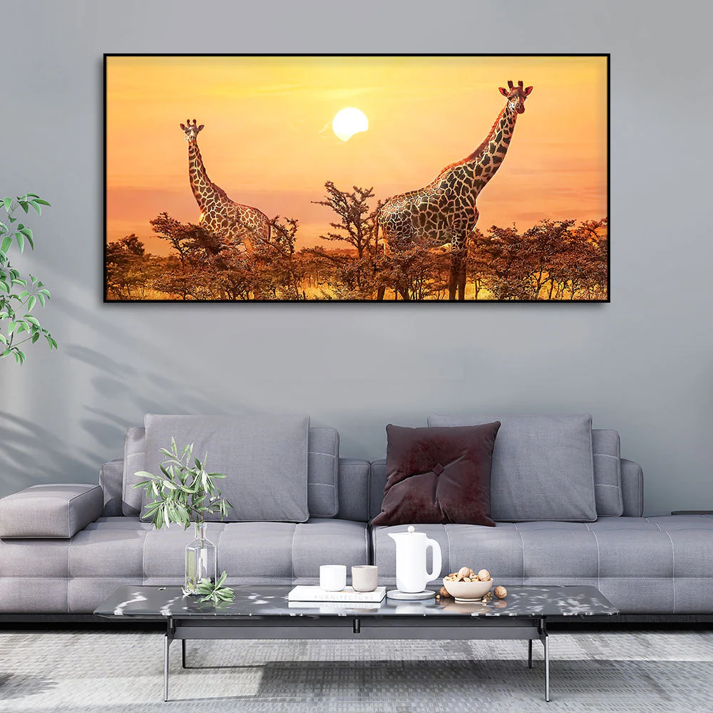 Premium Wall Painting of Giraffes in Sunset - Image 3