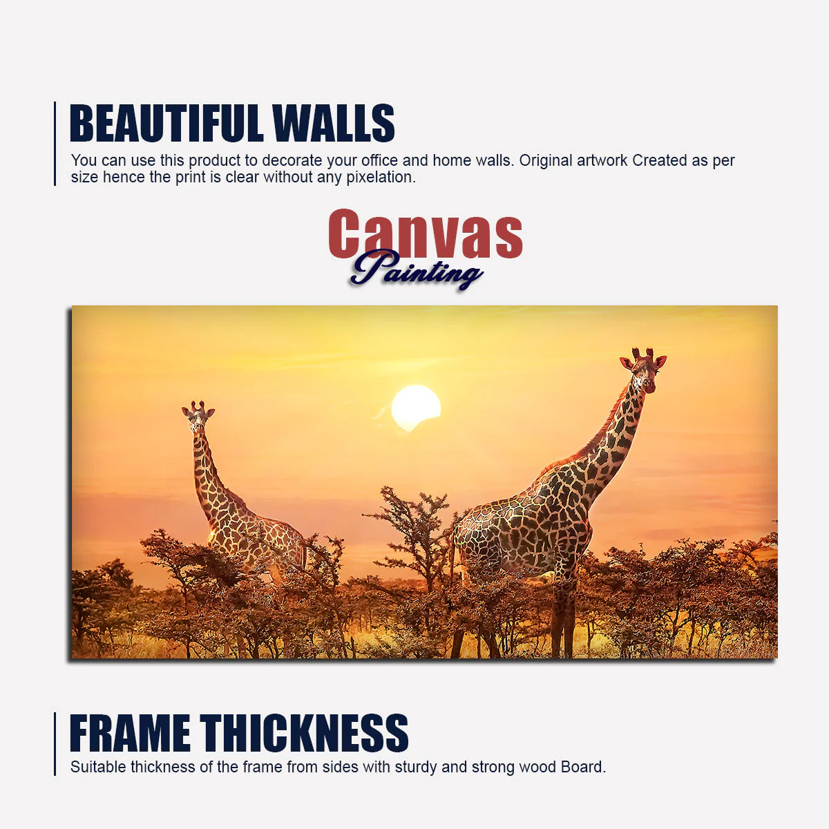 Premium Wall Painting of Giraffes in Sunset - Image 6