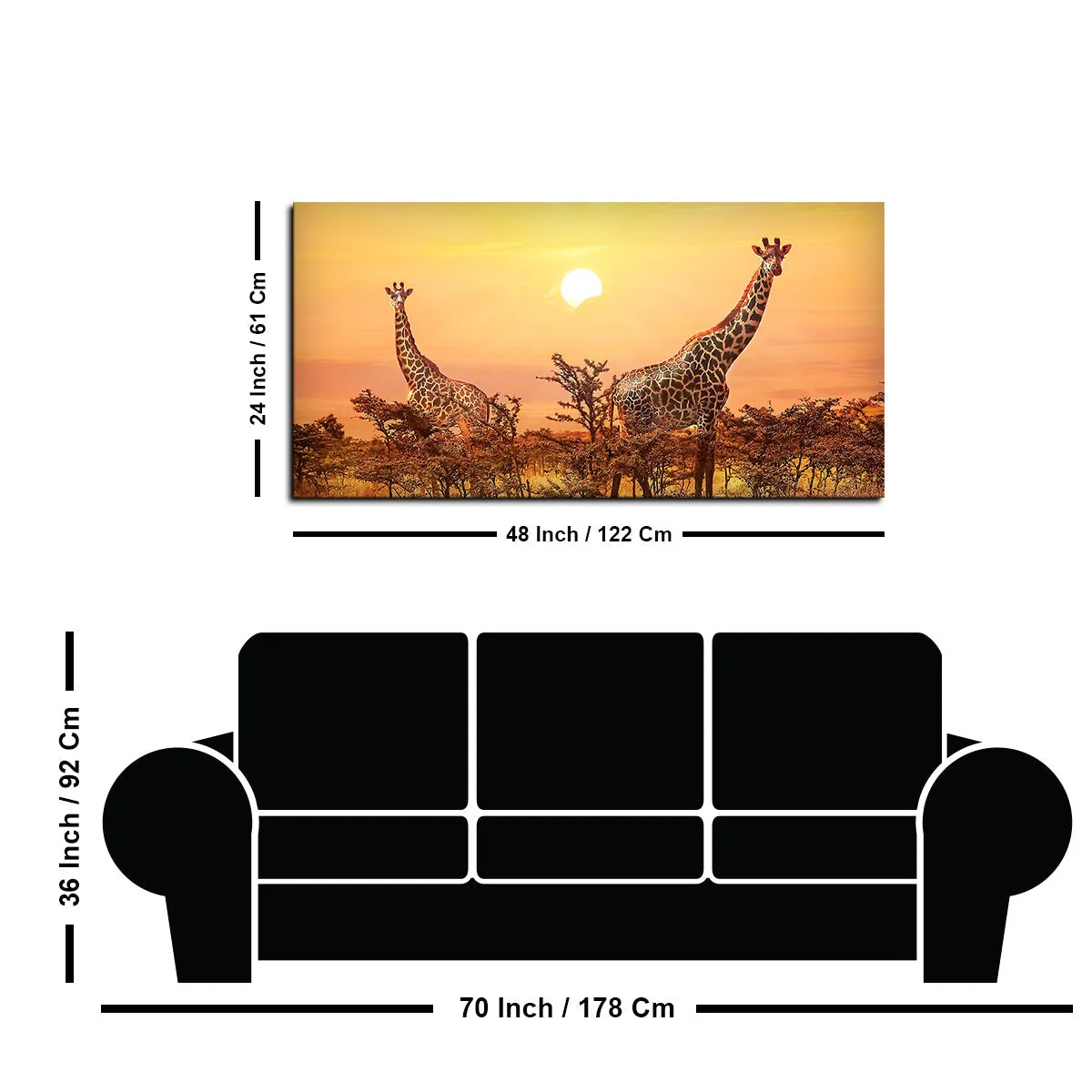 Premium Wall Painting of Giraffes in Sunset - Image 7