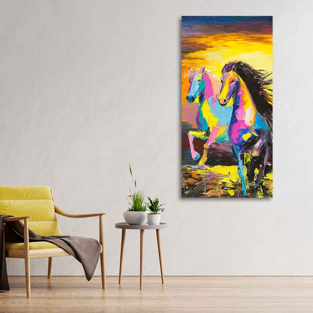 Premium Wall Painting of Horses Running in Sunset - Image 4