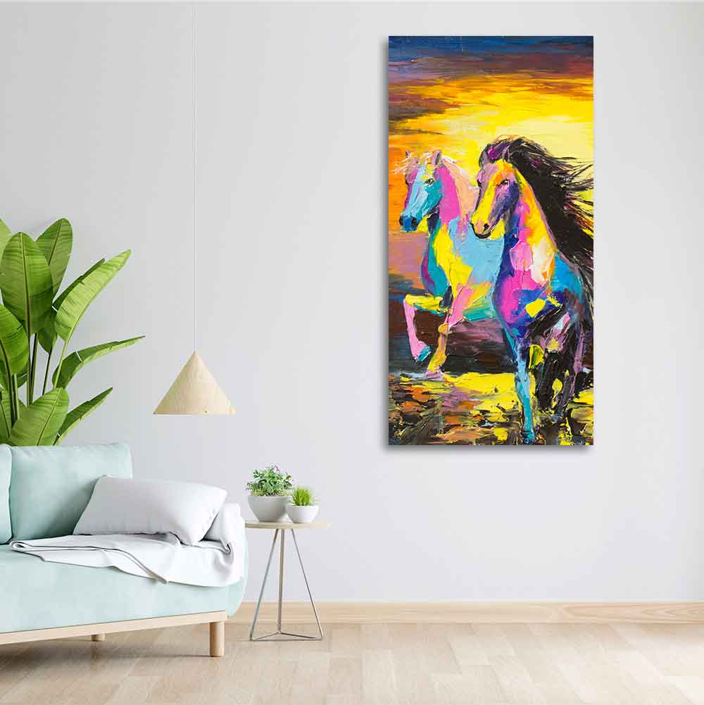 Premium Wall Painting of Horses Running in Sunset - Image 5