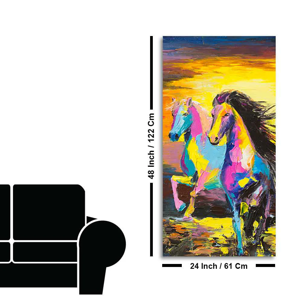 Premium Wall Painting of Horses Running in Sunset - Image 9