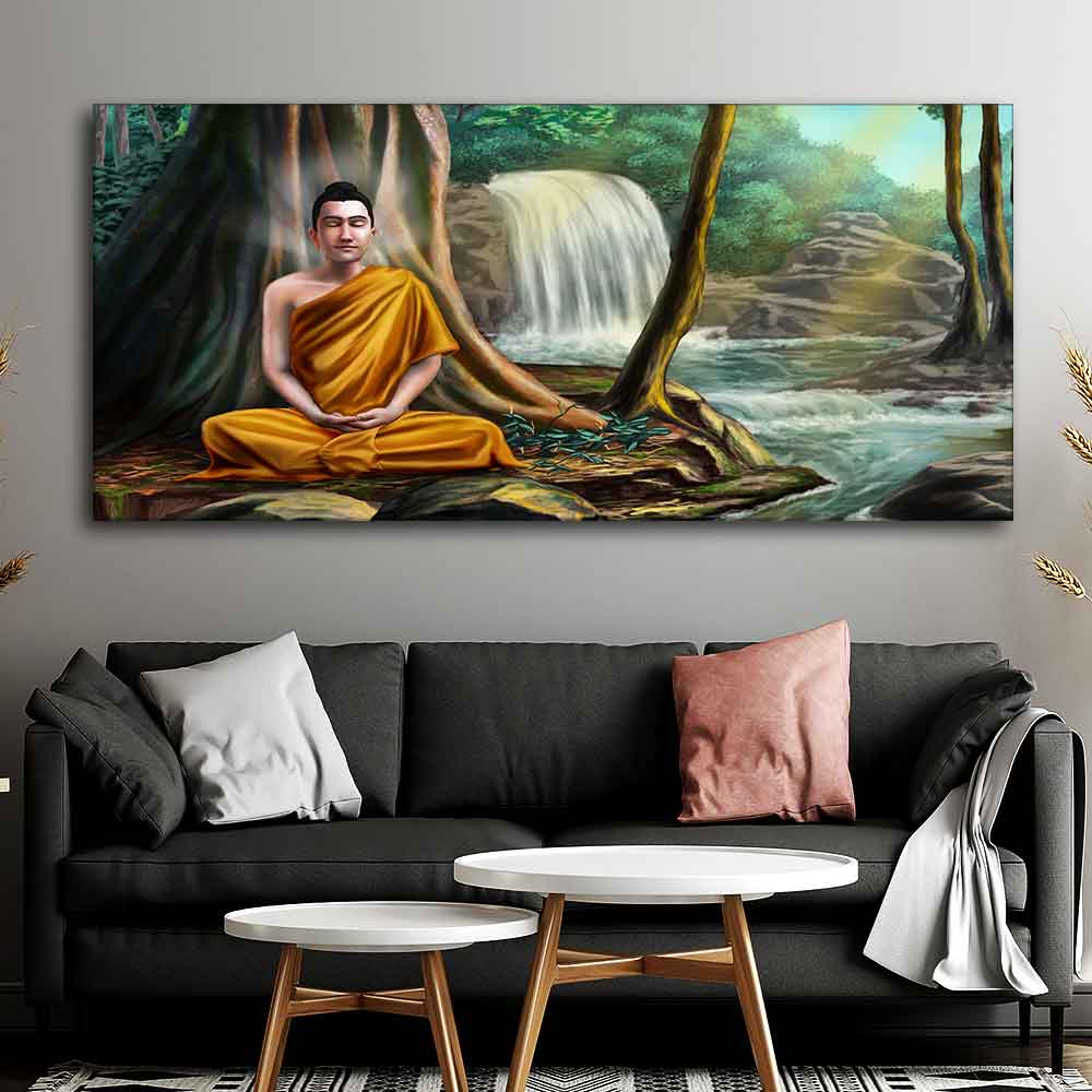 Premium Wall Painting of Lord Buddha with Nature Background - Image 4