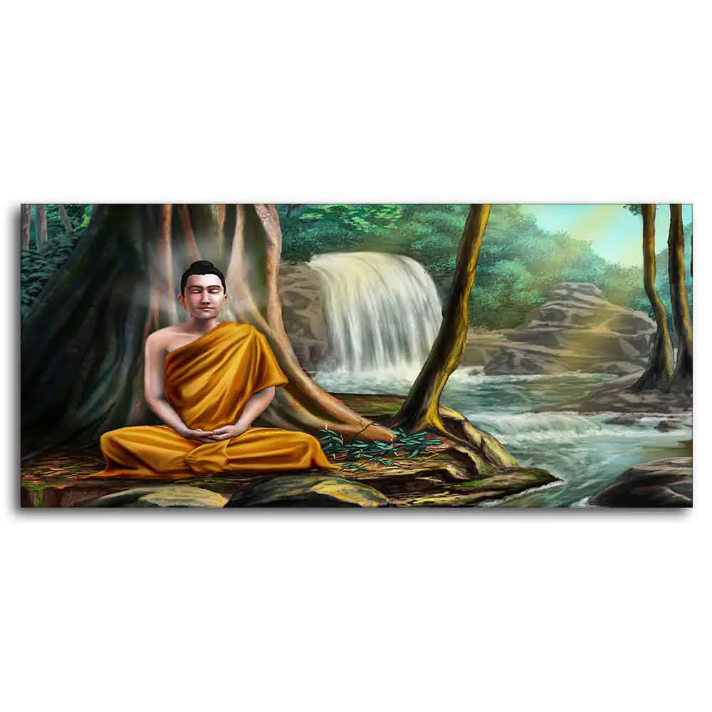 Premium Wall Painting of Lord Buddha with Nature Background - Image 5