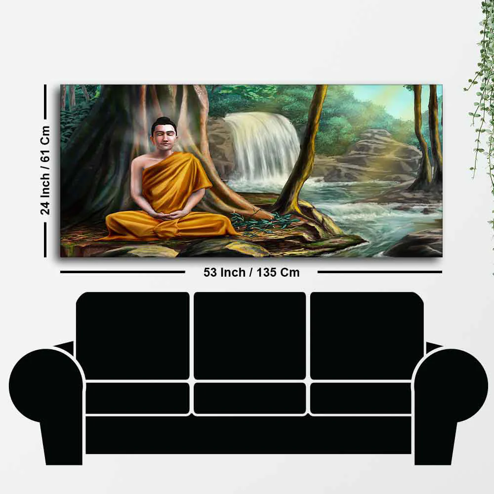 Premium Wall Painting of Lord Buddha with Nature Background - Image 7