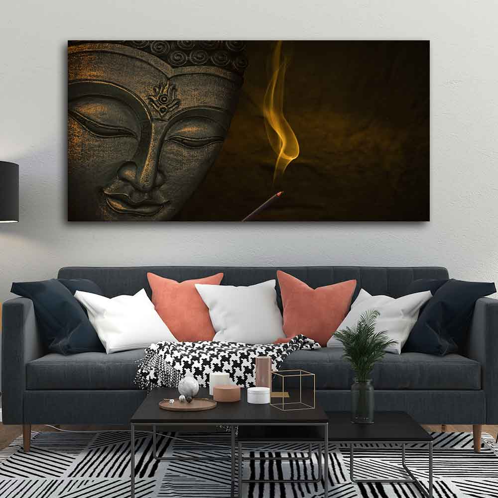 Premium Wall Painting of Peaceful Lord Buddha Sculpture - Image 2