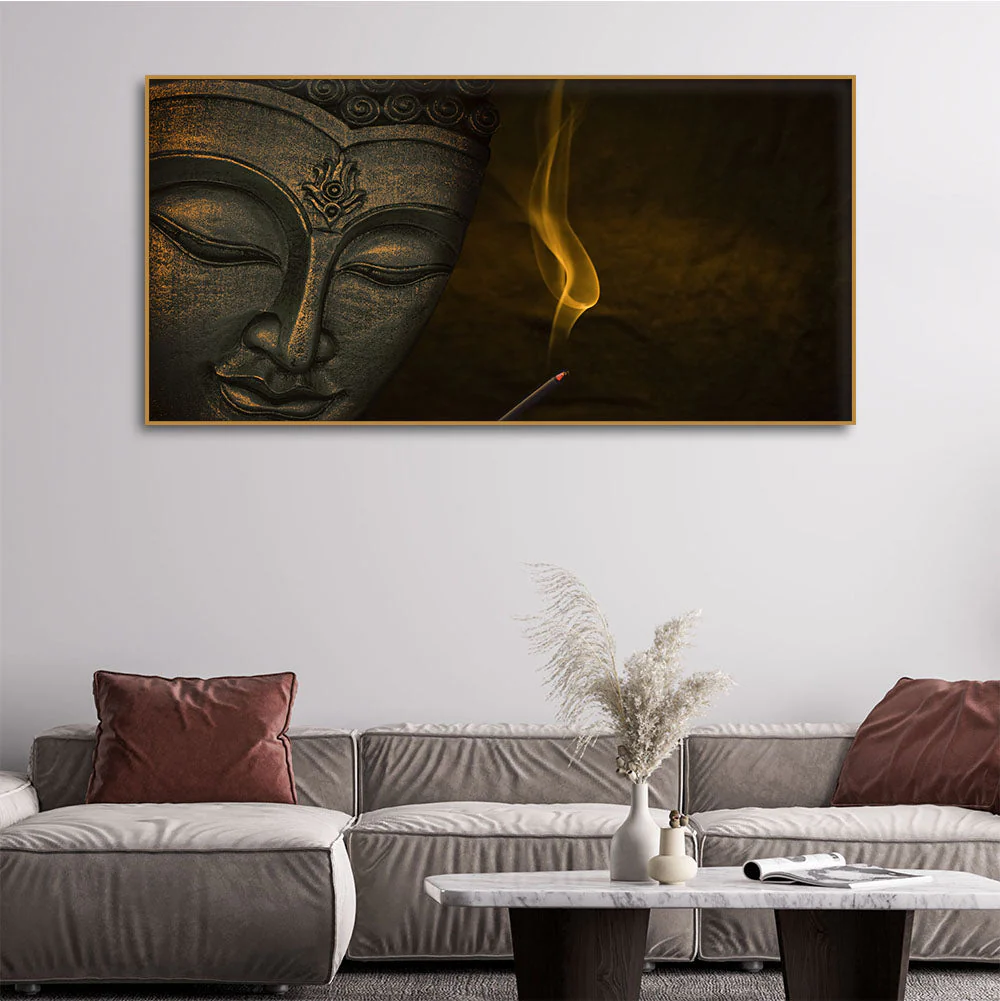 Premium Wall Painting of Peaceful Lord Buddha Sculpture - Image 3