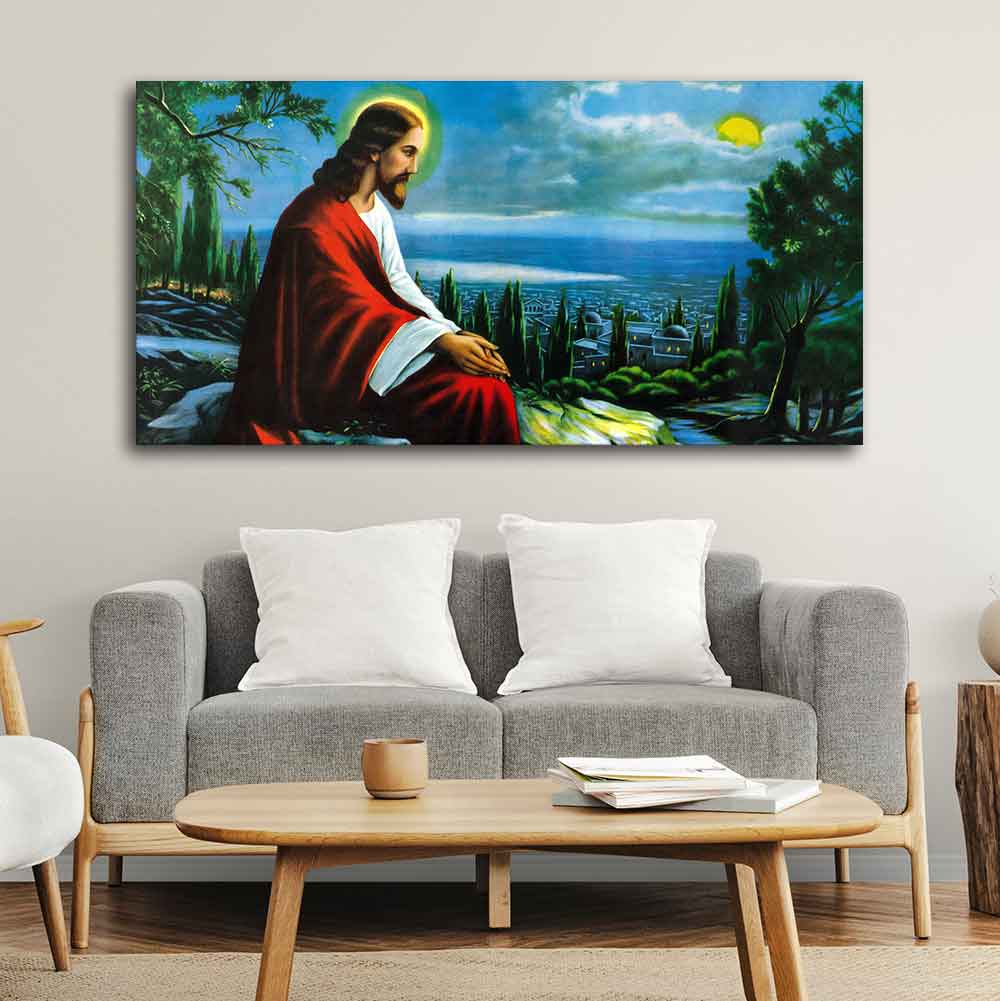 Premium Wall Painting of The prayer of Jesus Christ on the background of Jerusalem - Image 2