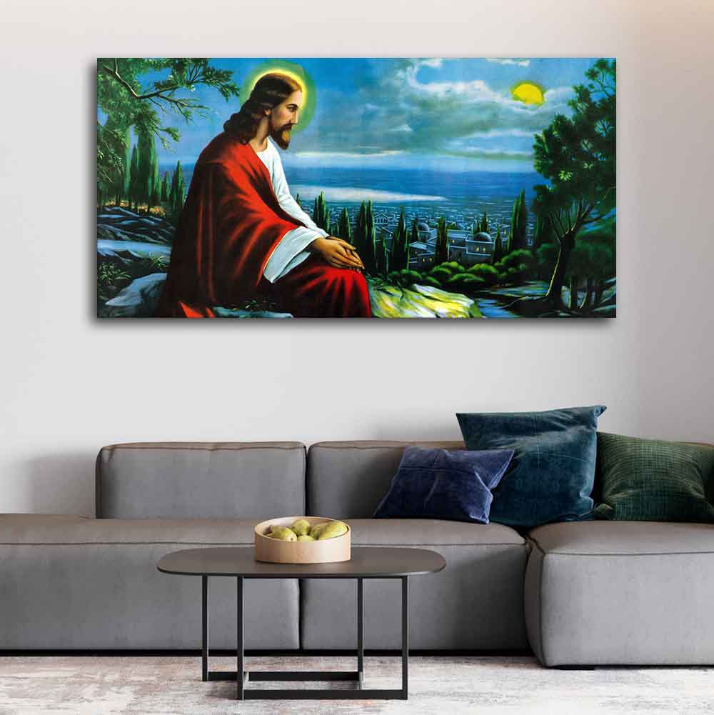 Premium Wall Painting of The prayer of Jesus Christ on the background of Jerusalem - Image 3