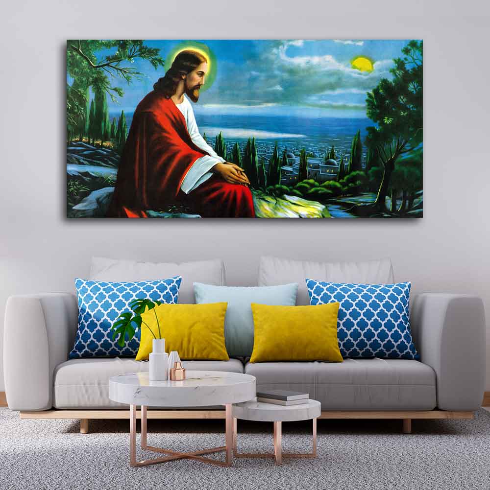 Premium Wall Painting of The prayer of Jesus Christ on the background of Jerusalem - Image 4