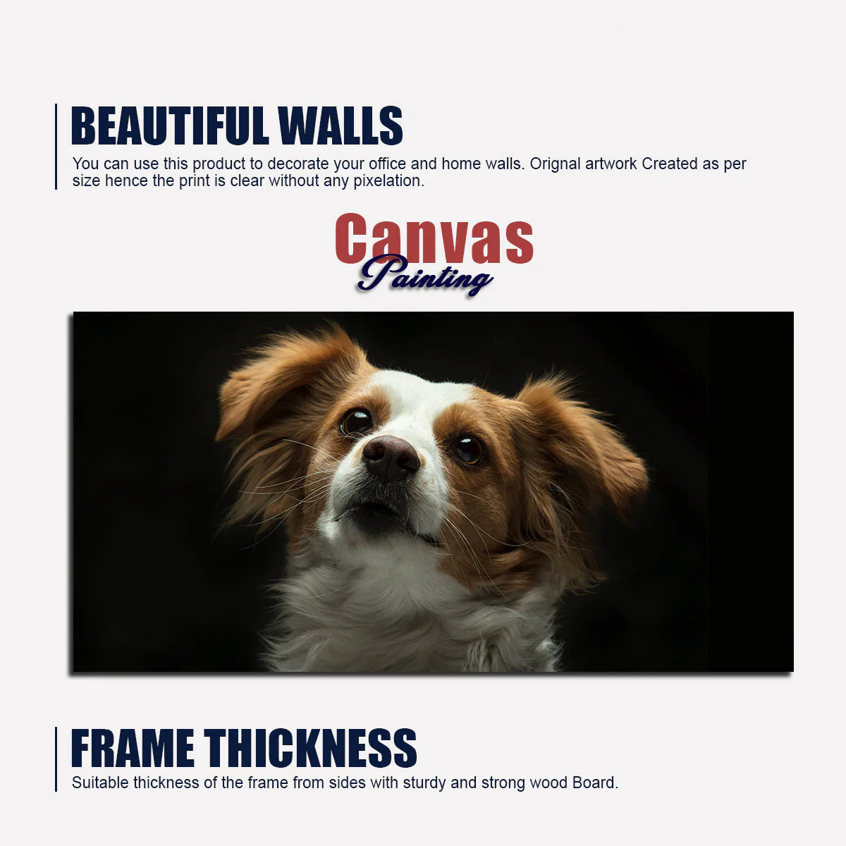 Premium Wall Painting of White and Brown Long Coat Puppy - Image 6