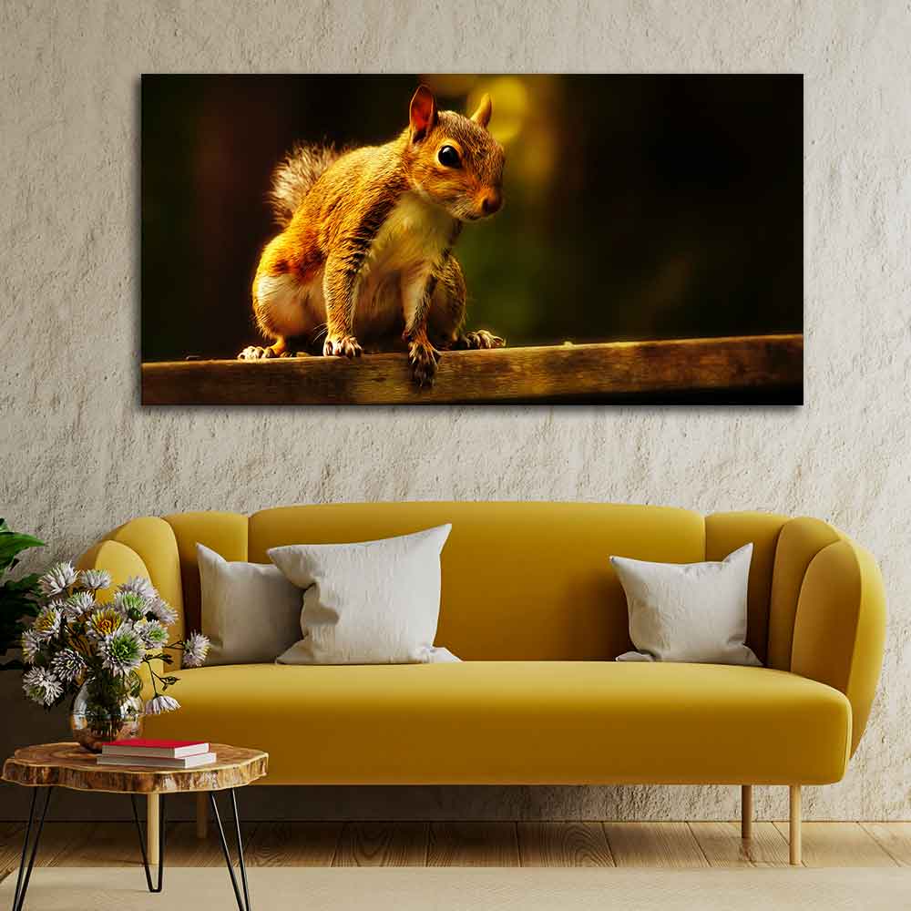 Premium Wall Painting Squirrel in The Dark Forest - Image 2