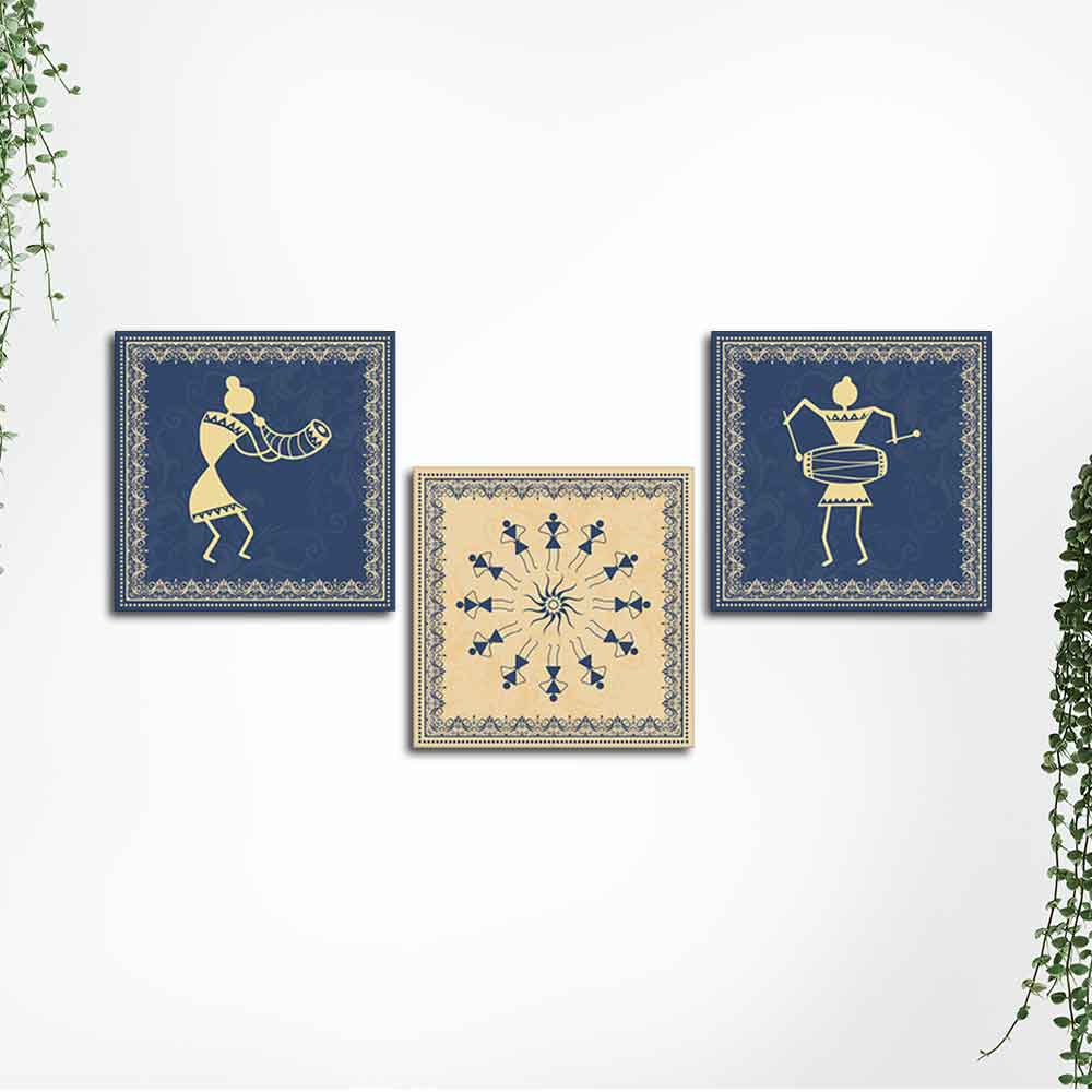Premium Warli Art Wall Hanging Painting Set of Three - Image 5
