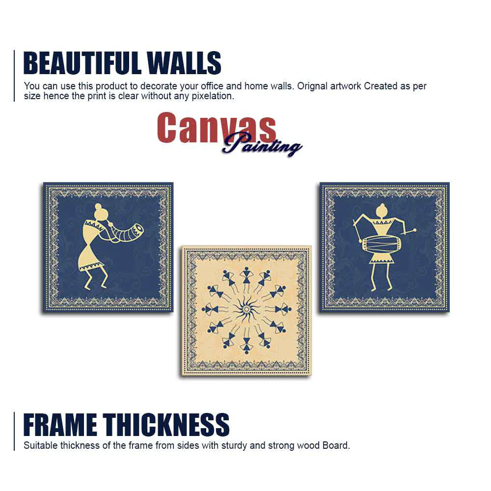 Premium Warli Art Wall Hanging Painting Set of Three - Image 6