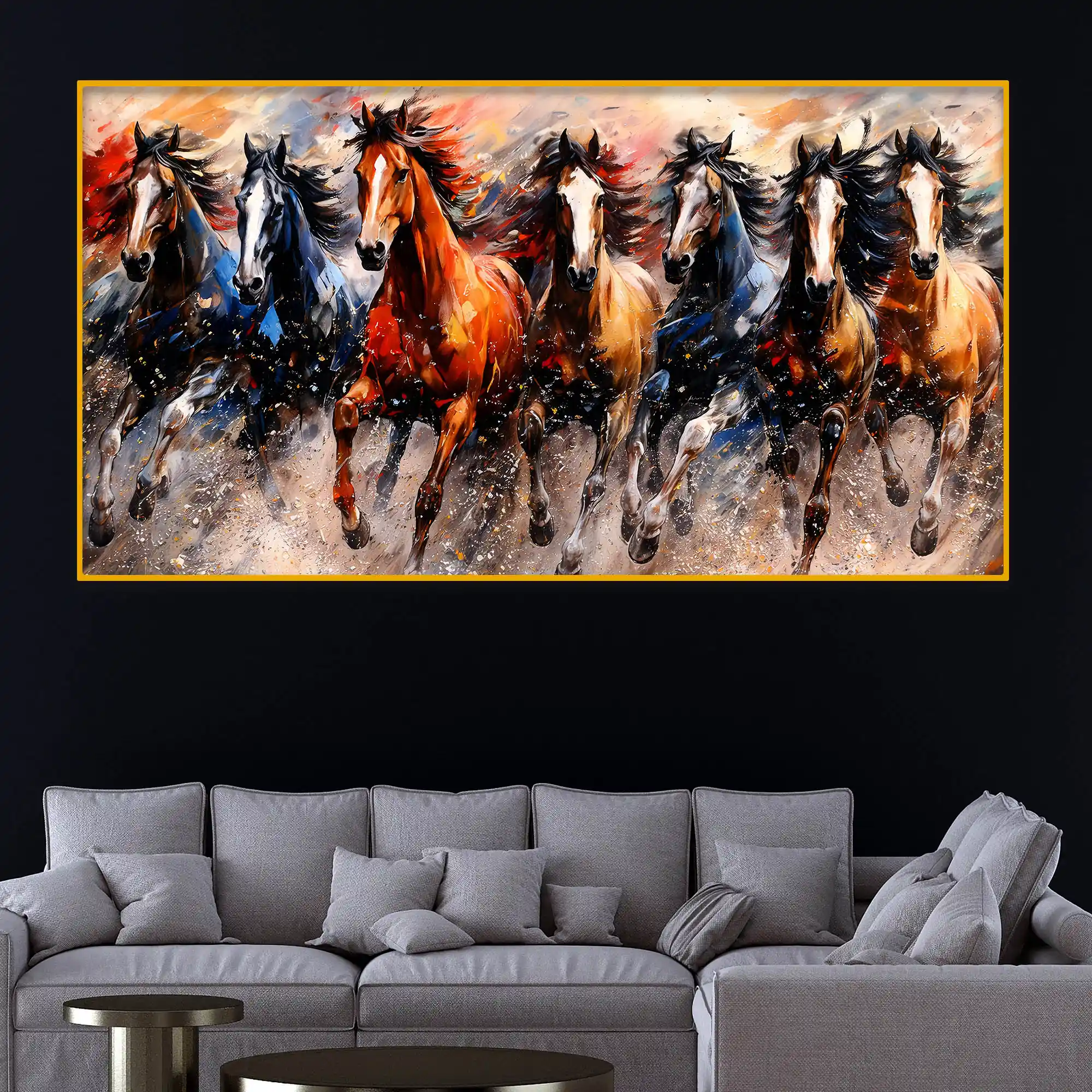 Premium Wild Horses Crystal Glass Wall Painting - Image 3