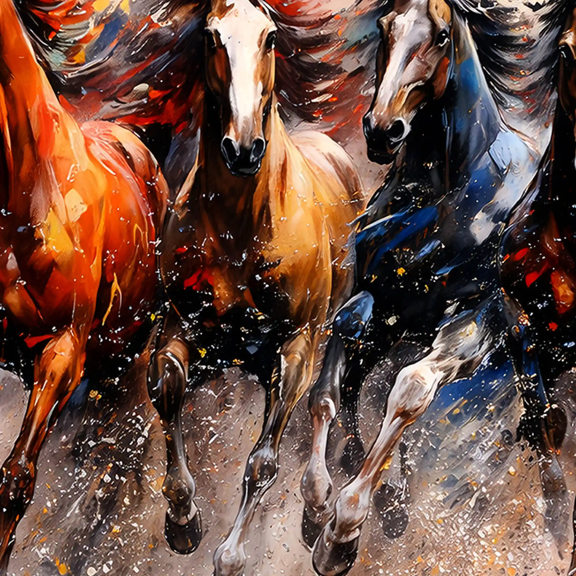 Premium Wild Horses Crystal Glass Wall Painting - Image 4