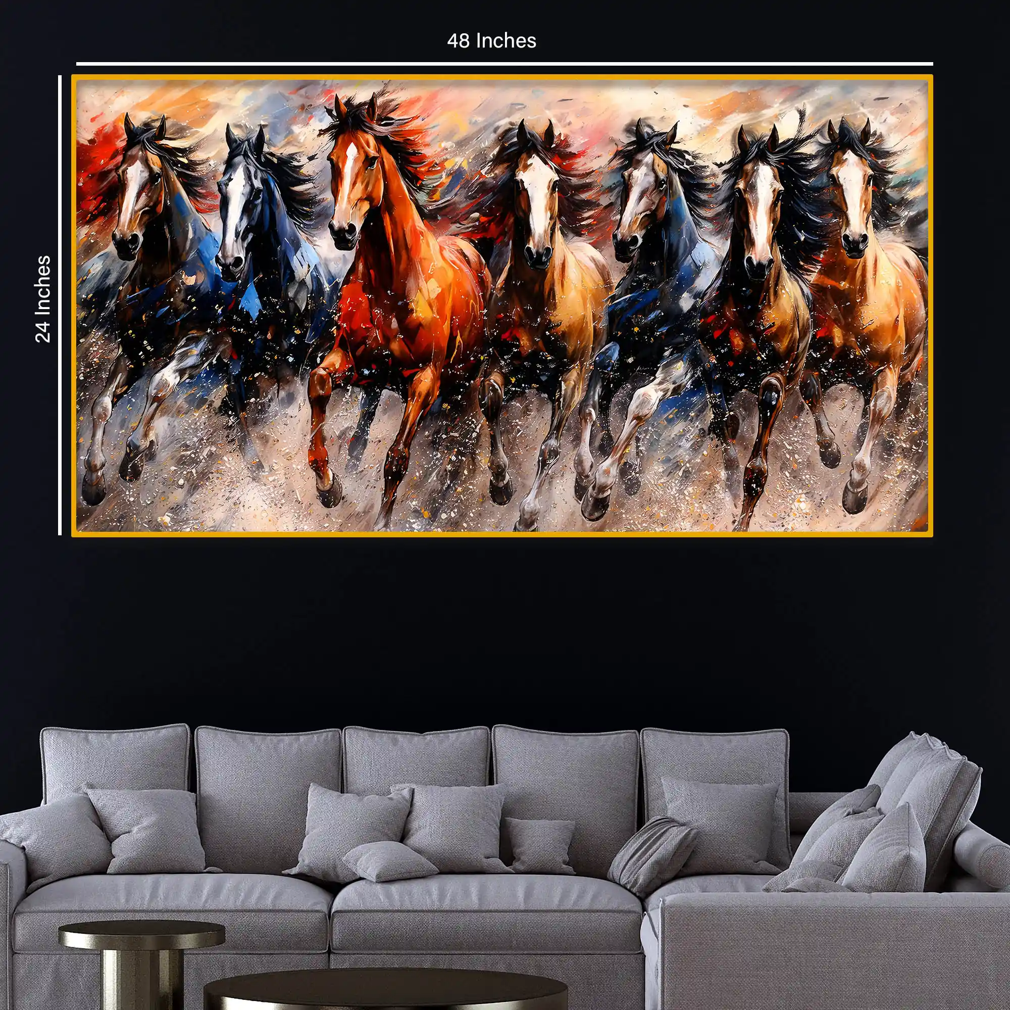 Premium Wild Horses Crystal Glass Wall Painting - Image 5