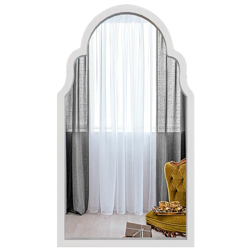 Premium Window European Design Wooden Decorative Wall Mirror ( White/Brown Finish ) - Image 10