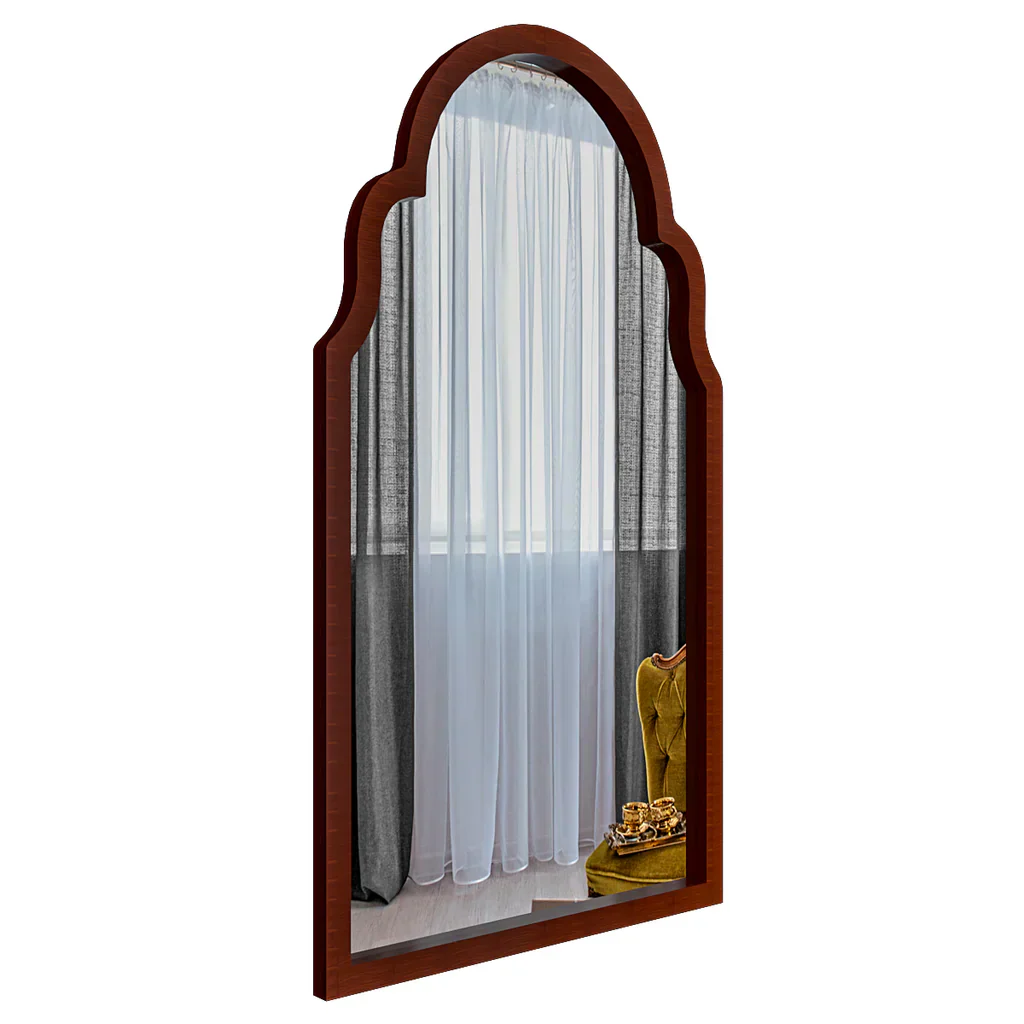 Premium Window European Design Wooden Decorative Wall Mirror ( White/Brown Finish ) - Image 4