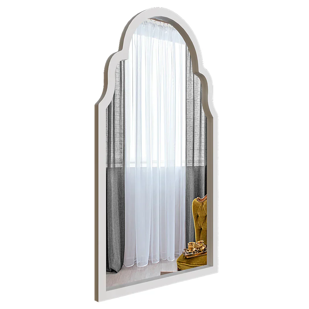 Premium Window European Design Wooden Decorative Wall Mirror ( White/Brown Finish ) - Image 9
