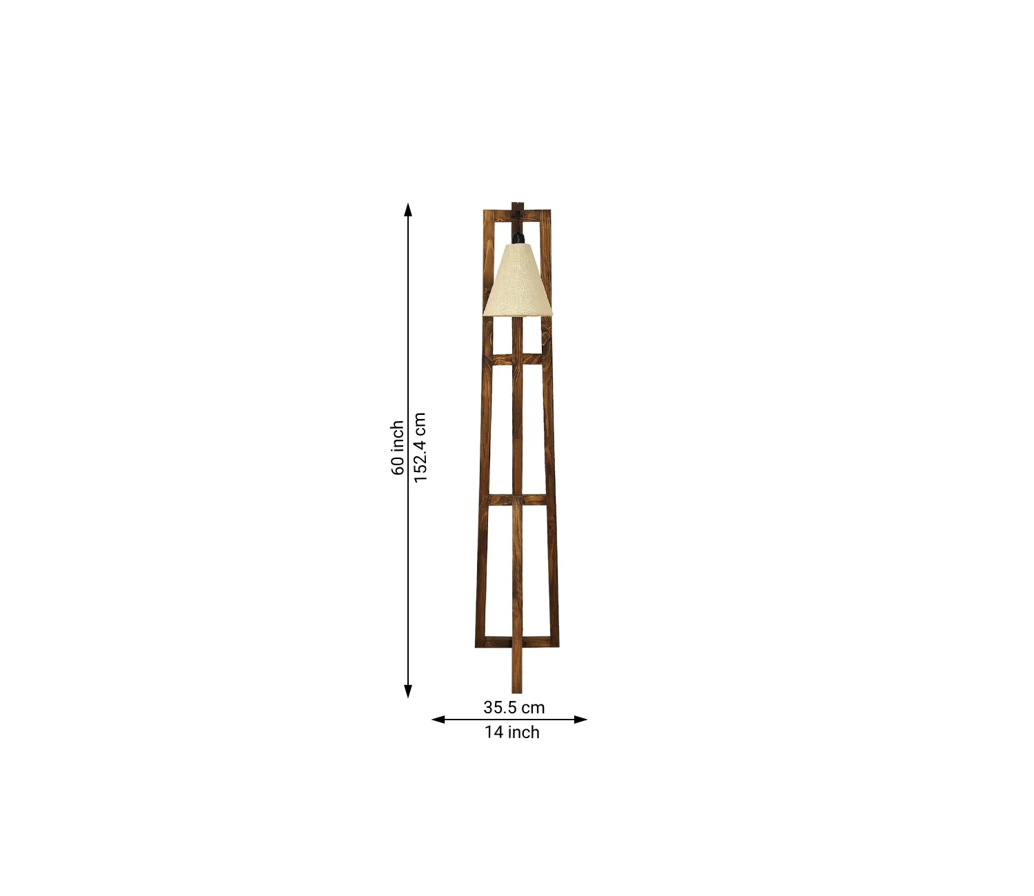 Premium Wooden Floor Lamp with Brown Base and Jute Fabric Lampshade - Image 10