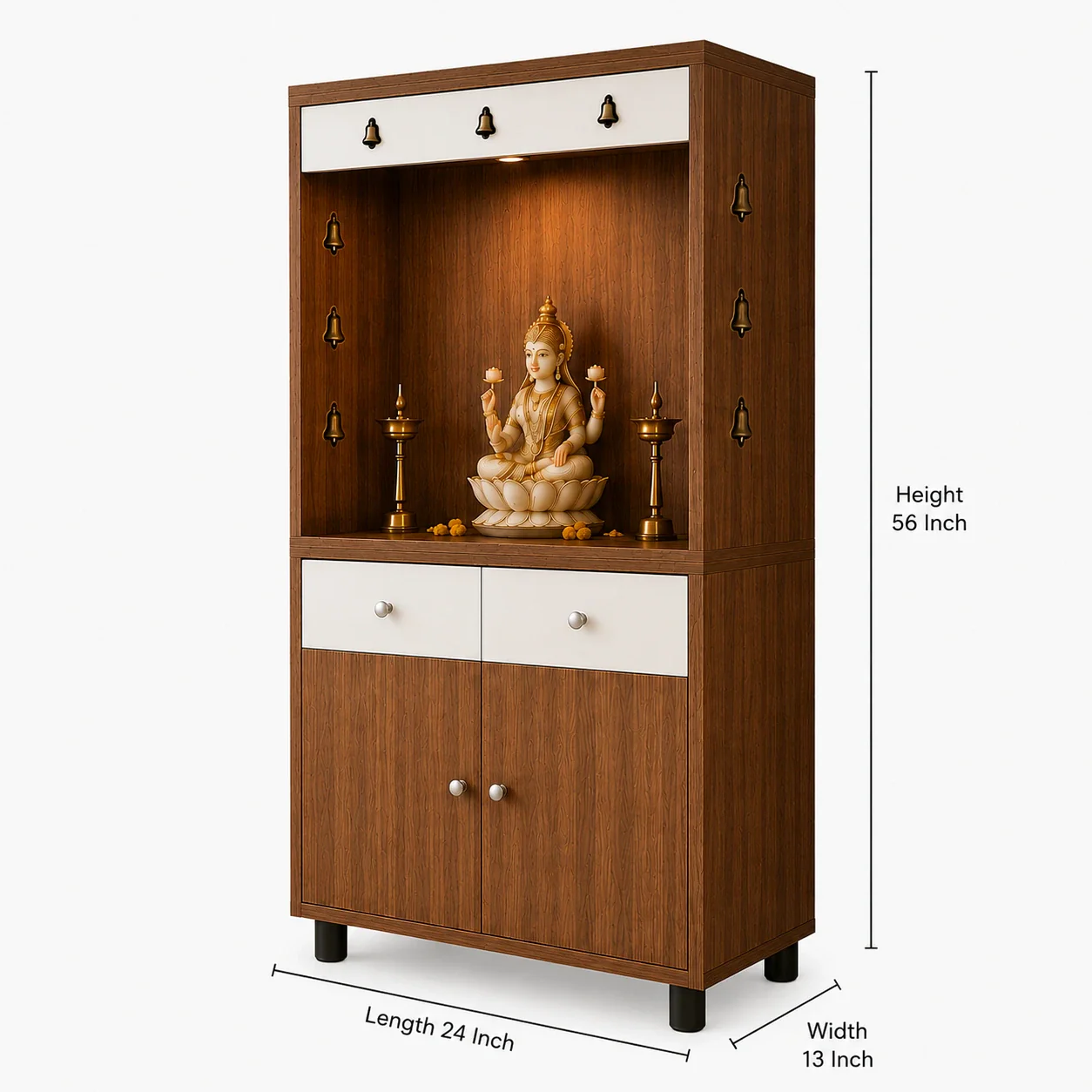 Premium Wooden Floor Temple with Spacious Drawer & Door Storage for Home & Office - Image 5