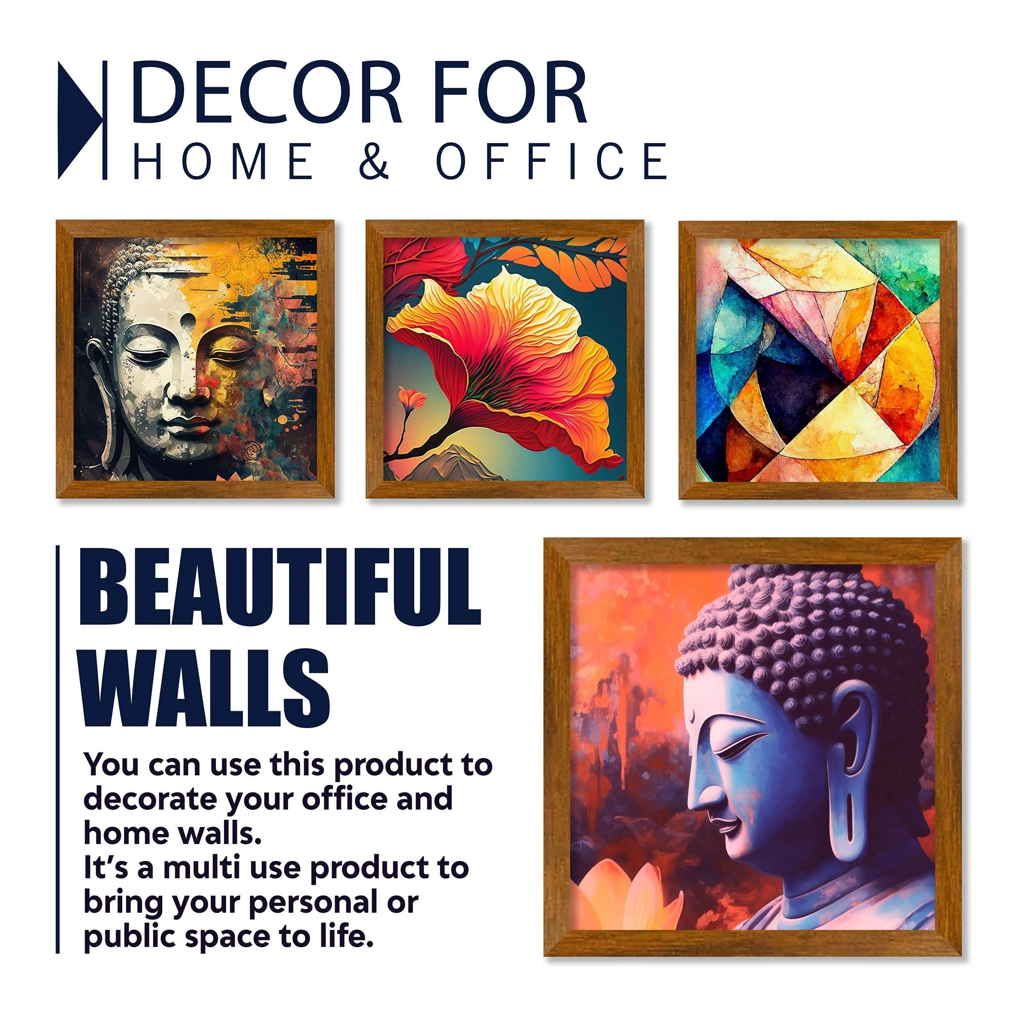 Premium Wooden Wall Frame Painting of Spiritual God Buddha Set of Four - Image 4