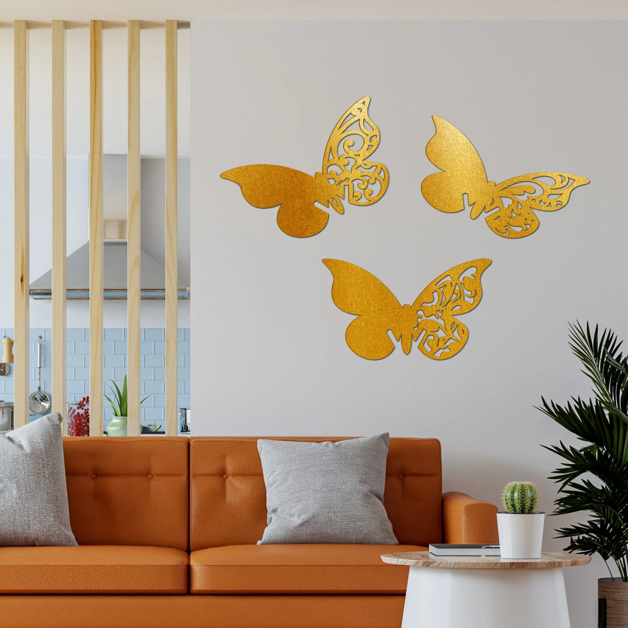 Premium Wooden Wall Hanging of Beautiful Golden Butterflies - Image 3