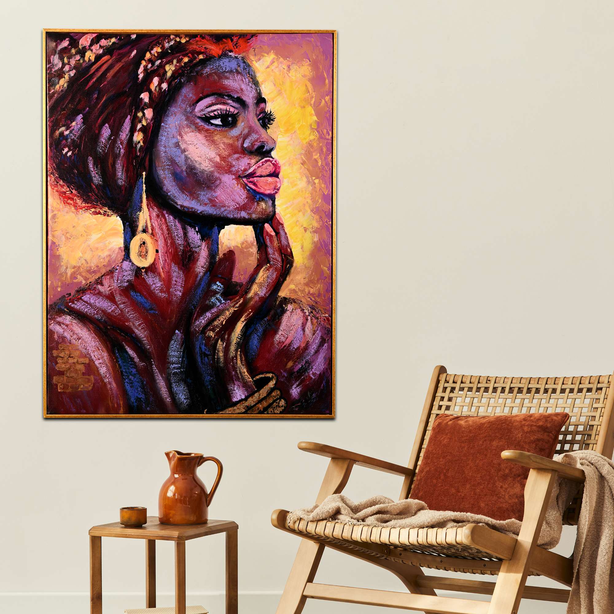 Queen of Fire in Glow Hand Painted Wall Painting with Floating Frame - Image 2