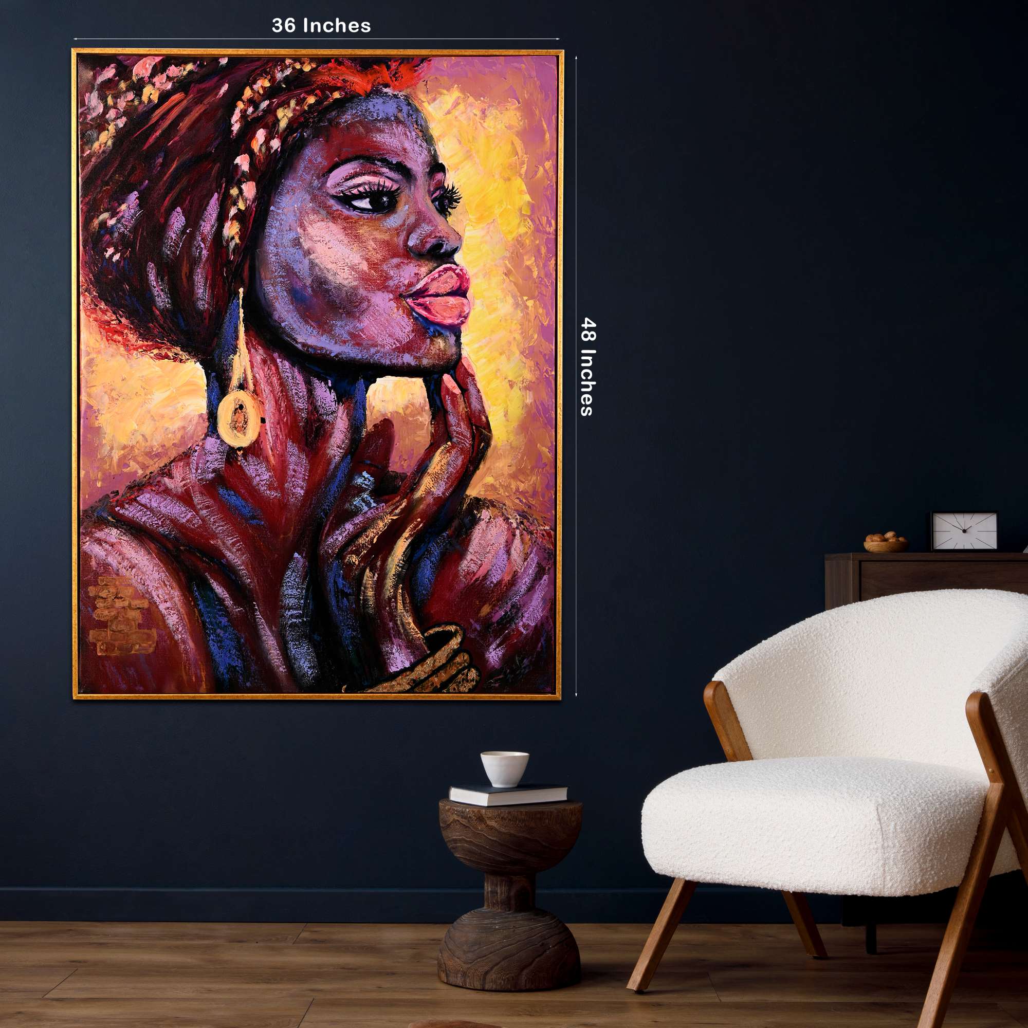 Queen of Fire in Glow Hand Painted Wall Painting with Floating Frame - Image 5