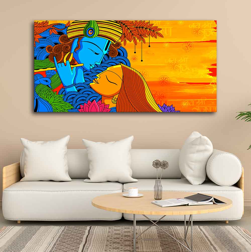Radha and Kanha Canvas Wall Painting - Image 2