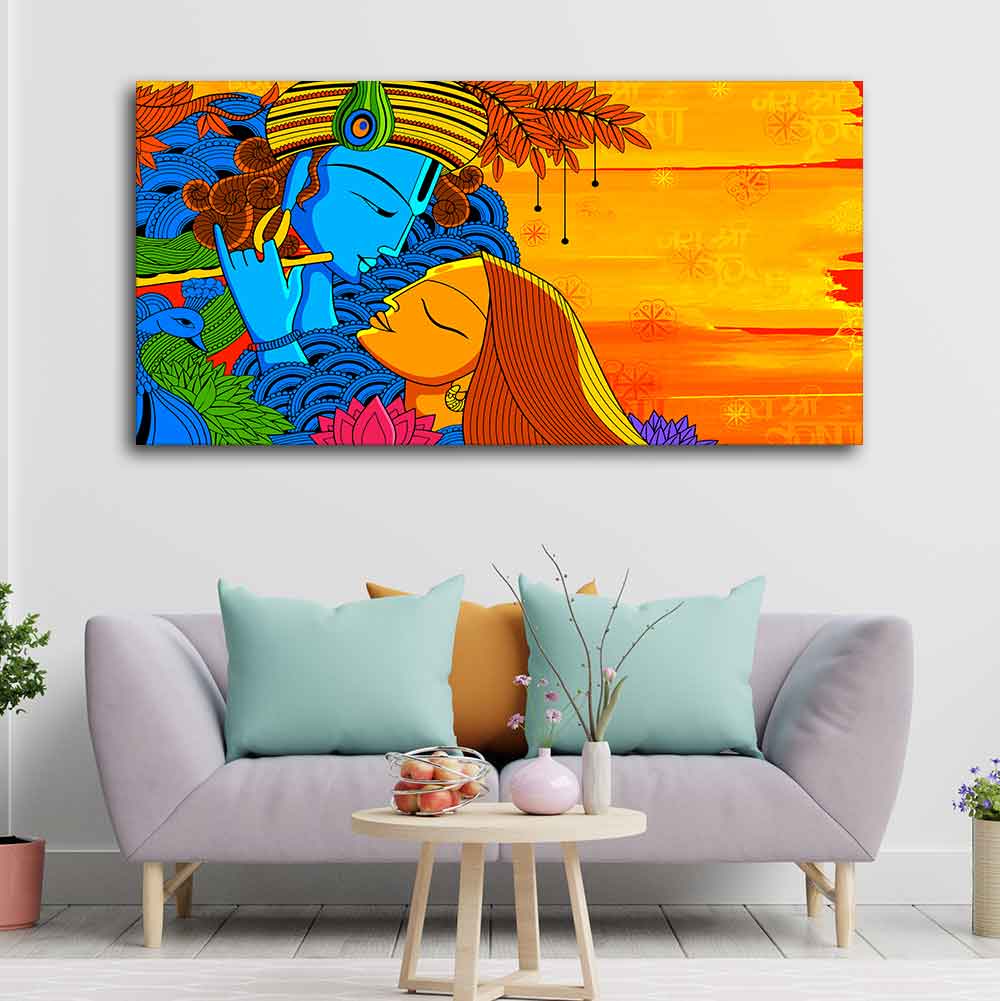 Radha and Kanha Canvas Wall Painting - Image 3