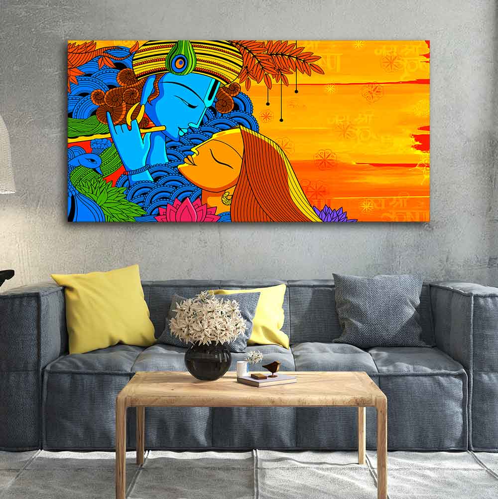 Radha and Kanha Canvas Wall Painting - Image 4
