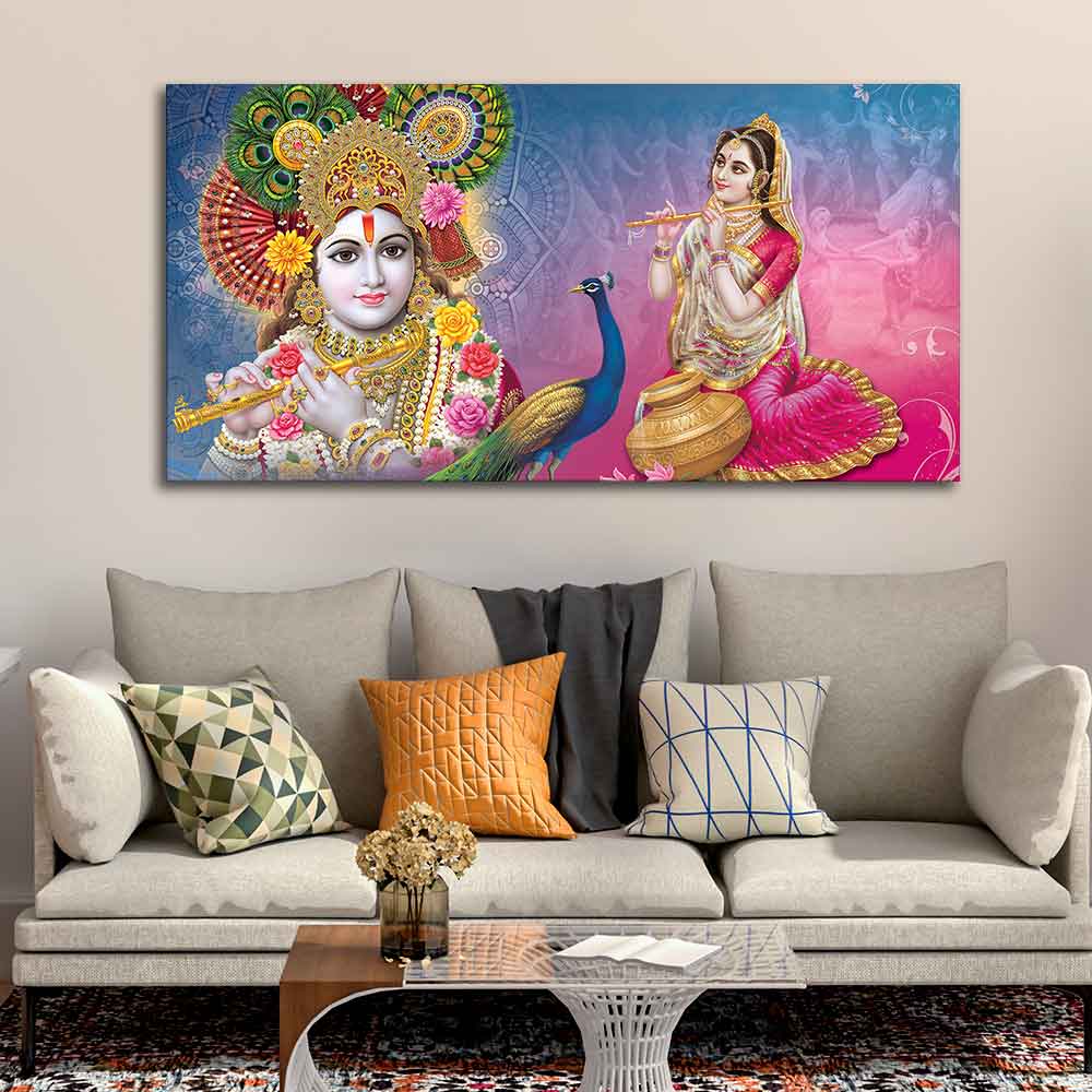 Radha and Kanha Ji Canvas Wall Painting - Image 3